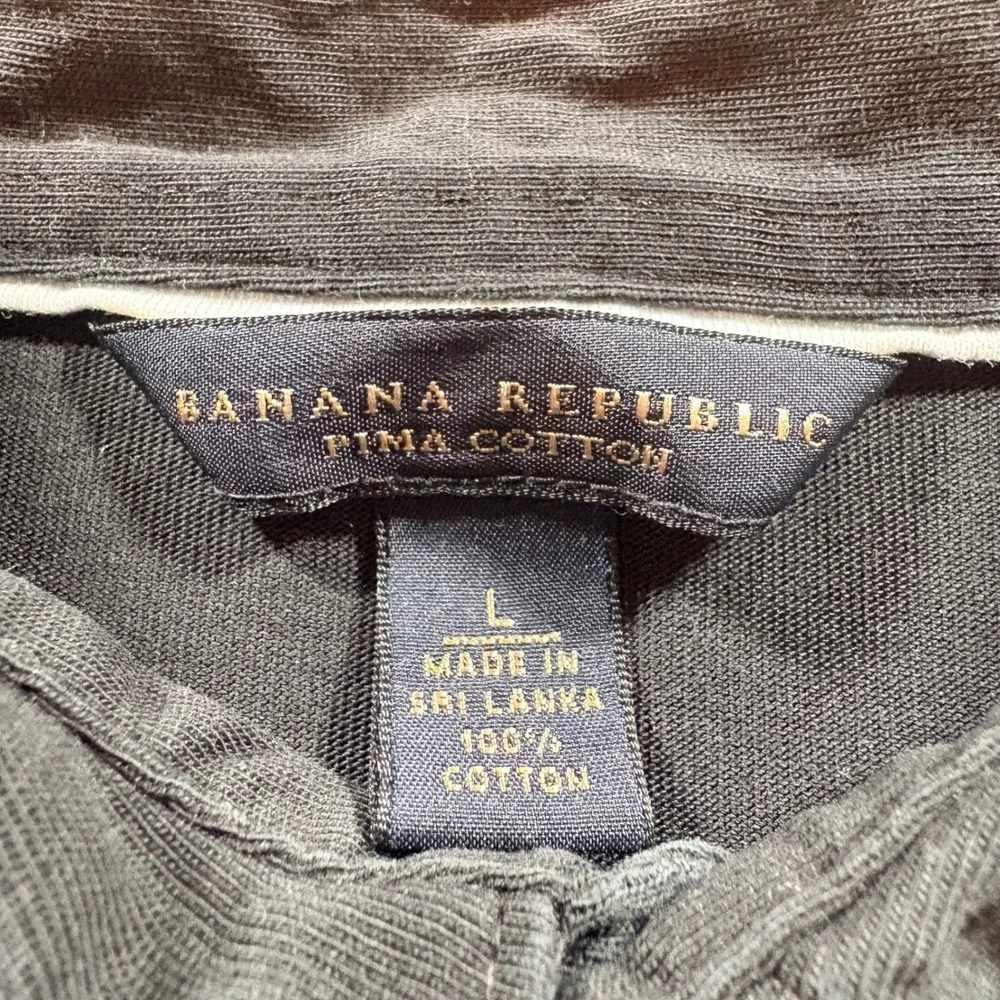 Banana Republic Polo Shirt Mens Large Black Pima Cotton Short Sleeve Casual